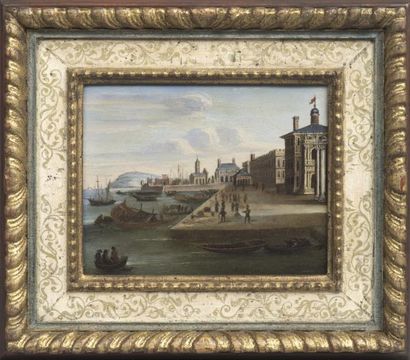 Attribué à Orazio GREVENBROECK (1670-1730) 
Le Château Saint Ange; vue de l'île saint
Louis;...