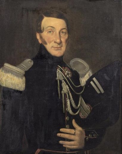 ECOLE FRANCAISE DU XIXème siècle 
Portrait d'officier
Huile sur toile 62 x 50 cm