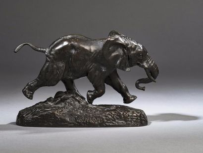 Antoine Louis BARYE (1795-1875) 
Eléphant du Sénégal
Epreuve en bronze à patine brun...