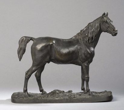 Pierre Jules MENE (1810-1879) 
Ibrahim cheval arabe
Epreuve en bronze à patine foncée....