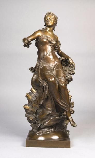 Gustave Frédéric MICHEL (1851-1924) 
Femme dans une nuée avec une corbeille de fleurs
Epreuve...