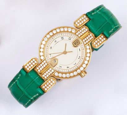 HARRY WINSTON Montre de poignet de dame en or jaune, cadran crème, la lunette et...