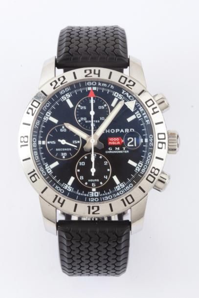 CHOPARD MILLE MIGLIA CHRONOGRAPHE GMT
Chronographe bracelet en acier.
Boitier rond,...