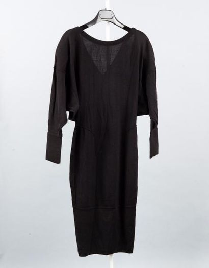 ALAÏA Lot de trois robes en maille de laine noire à manches longues. Taille M
