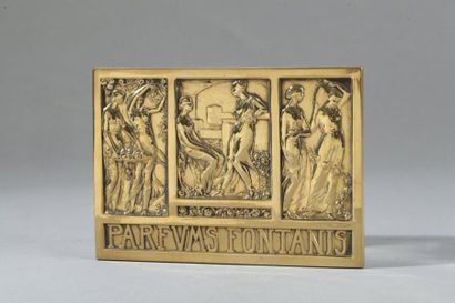 null FONTANIS "Parfum Fontanis" Rare plaque publicitaire en cuivre, bas-relief à...