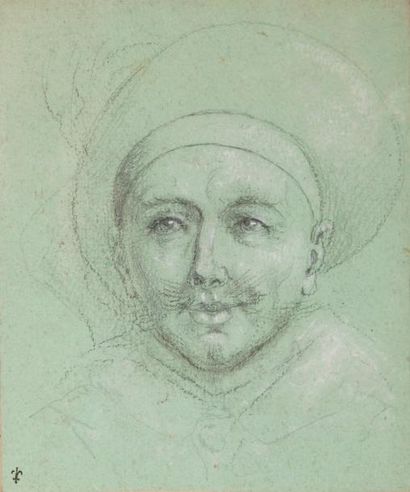 null Ecole Allemande du XVIIIème siècle Portraits d’hommes aux chapeaux Deux dessins...