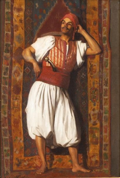 SIEFERT (XIXème ) 
Marocain au poignard
Huile sur toile, signée en bas à gauche.
52...