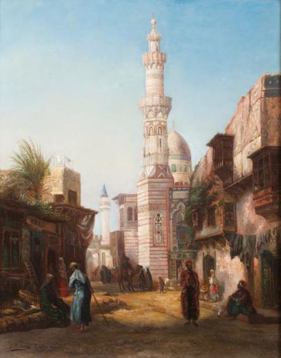 Otto PILNY (1866-1936) 
Mosquée du Sultan Hassan, Le Caire
Huile sur toile, signée...