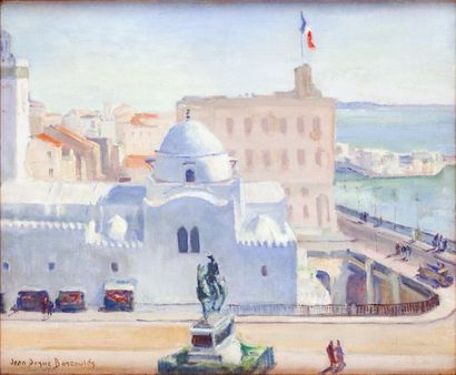 Jean-Desiré BASCOULES (1866-1976) 
Mosquée Djemâa-El-Djédid, Alger
Huile sur toile,...