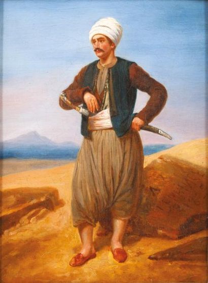 AUGUSTE XAVIER LEPRINCE (1799-1826) 
Portrait d'un ottoman
Huile sur toile, signée...