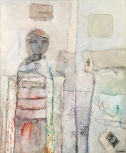 M'Hamed ISSIAKHEM (1928-1985) 
Dos au mur
Huile sur toile, signée en bas à droite.
98...
