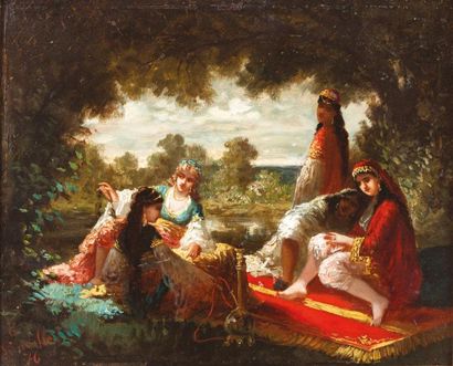 Antoine Edmond JOINVILLE (1801-1849) 
Femmes du harem aux eaux douces
Paire d'huiles...