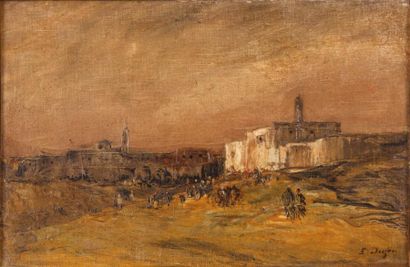 Edouard-Jacques DUFEU (1836-1900) 
Environs du Caire
Huile sur toile, signée en bas...