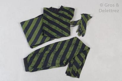 Junior GAULTIER Ensemble en jersey de coton imprimé d'un motif de rayures vert, noir,...
