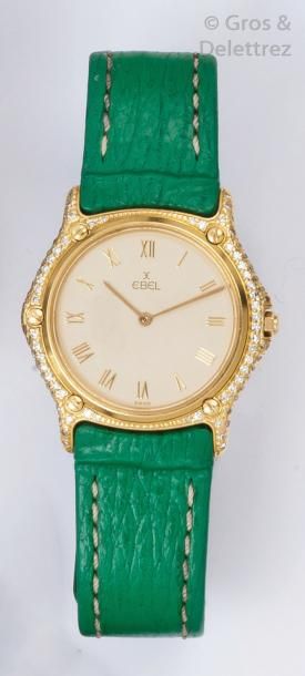 EBEL Bracelet-montre de dame en or jaune. Cadran blanc, chiffres romains appliqués....