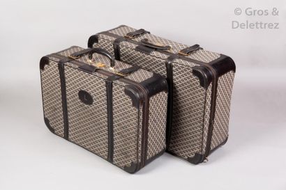 null GOYARD Set de deux valises en toile tissée siglée et cuir noir, chiffrée “L”...