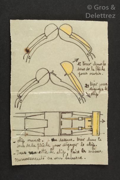 null Raymond TEMPLIER (1891-1968) - Bracelet «moderniste» à système en or jaune orné,...