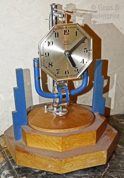null Pendulette électromagnétique de marque Bulle Clock, en bois laqué bleu, métal...