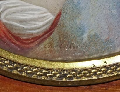 null Miniature ovale indistinctement signée Ch. MALHES (?) à droite

Portrait présumé...