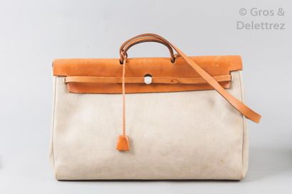 HERMÈS Paris made in France *Sac «Herbag GM» à transformation 51cm en toile H chinée...