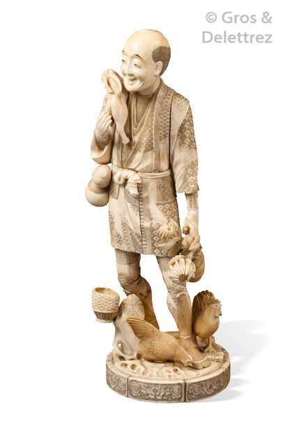 null Japon vers 1900

Grand okimono en ivoire sculpté représentant un paysan avec...