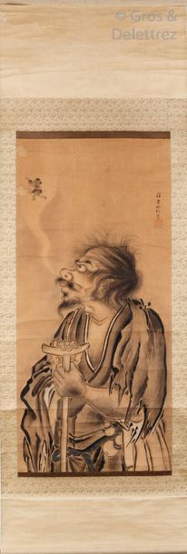 null Japon, période Edo-Meiji

Peinture à l'encre sur papier, représentant un ermite,...