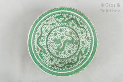 null Chine, XIXe siècle 

Bassin en porcelaine et émaux de la famille verte, à décor...