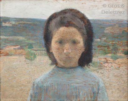 Henri MARTIN (1860-1943) Portrait de petite fille, 1892

Huile sur carton.

Signée...