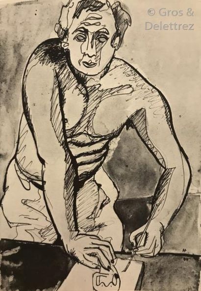 Jean HELION (1904-1987) Le peintre dessinant demi-nu, 1945

Huile sur toile.

Signée...
