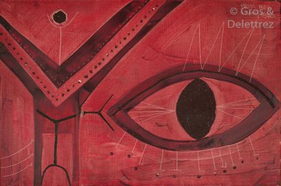 Carlos PAEZ VILARO (1923-2014) Composition rouge à l’œil Huile sur toile. Signée,...