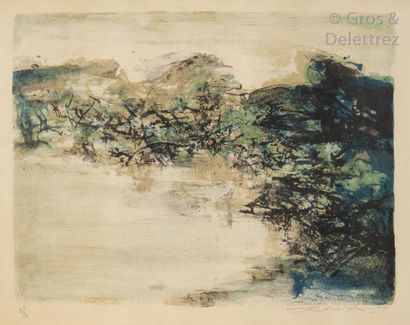 ZAO WOU-KI (1921-2013) Composition verte Lithographie. Signée et datée (19)68 en...