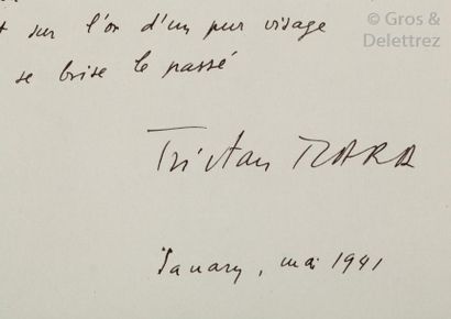 Tristan TZARA (1896-1963) Figure du Dadaïsme. «?Lointaine?».

Poème autographe signé...