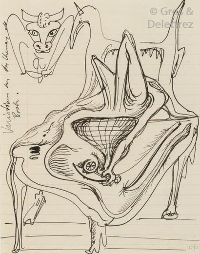 André MASSON (1896-1987) Variations sur des thèmes de Bosch, 1943 Encre de Chine...