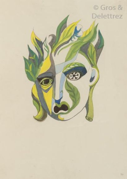 André MASSON (1896-1987) 
Masque de Daphné, 1938

Gouache et crayon sur papier.

Timbre...