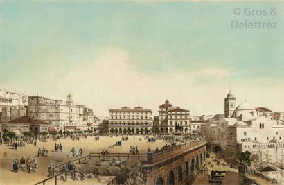 Philippe BENOIST (1813-18..) Alger, Place Royale. Lithographie imprimée en couleurs...