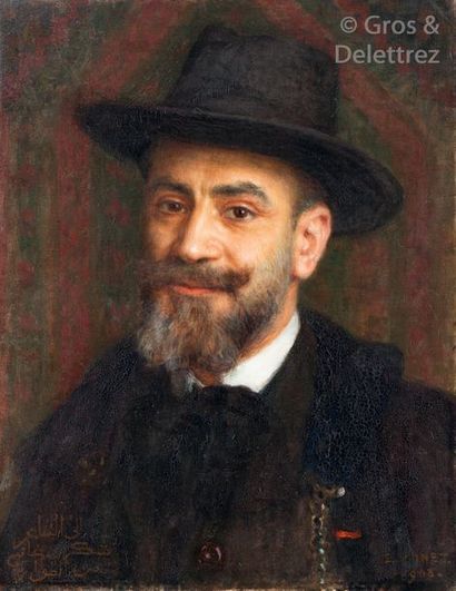 Étienne DINET (1861-1929) Portrait de Chékri Ganem

Huile sur toile, signée et datée...