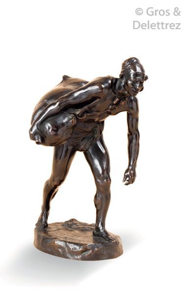 Georges GUITTET (1871-1902) D’après Porteur d’eau arabe Épreuve en bronze à patine...