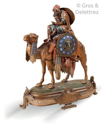 Ecole orientaliste XXe siècle Mère et son enfant et guerrier oriental sur un chameau...