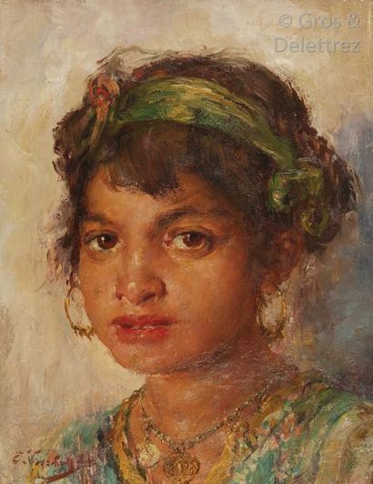 Edouard VERSCHAFFELT (1874-1955) Jeune fille de Bou Saâda Huile sur toile, signée...