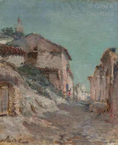 Maxime NOIRÉ (1861-1927) Ruelle d’Algérie du sud Huile sur toile marouflée sur panneau,...