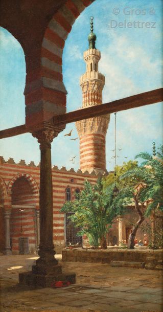 Emile BOIVIN (1846-1920) Le Minaret au Caire Huile sur toile, signée en bas à gauche....