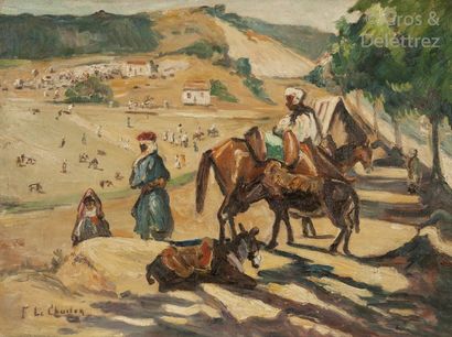 Fernand LE CHOUITON (1893-1968) Retour du marché, Maroc Huile sur toile, signée en...