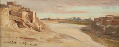 Maxime NOIRÉ (1861-1927) Oued Ksob à M’Sila (Algérie) Huile sur toile marouflée sur...