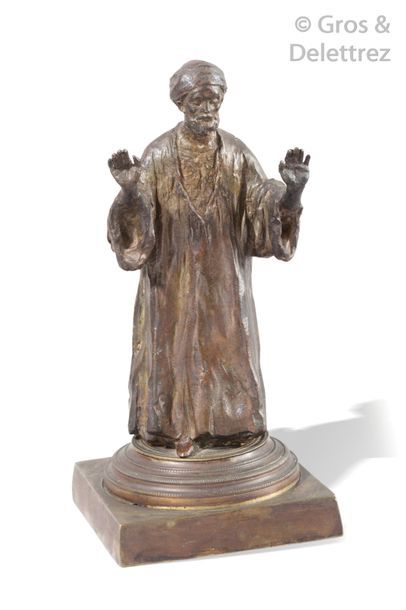 Emile L’Hoëst (1874-1937) (D’après) La prière Épreuve en bronze à patine brune. Signée...