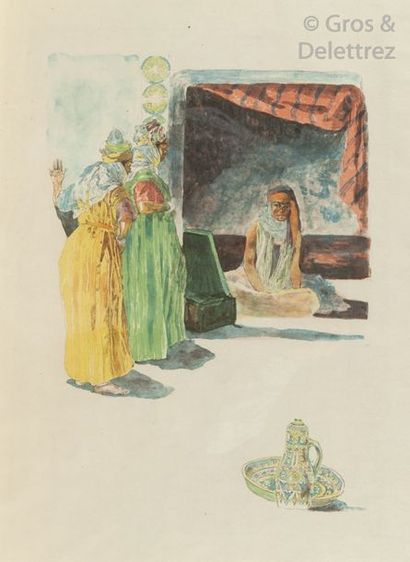 Alexandre LUNOIS (1863-1916) Femmes arabes Très rare lithographie sur papier Chine....