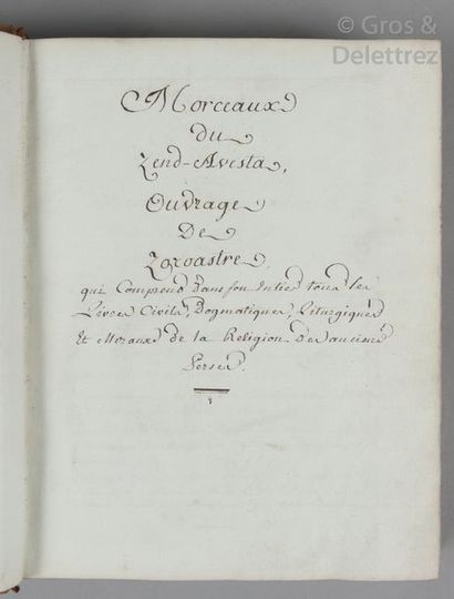 null [MANUSCRIT IRANIEN]	

Copie manuscrite daté du 8 janvier 1789, par l’abbé Arnaud-Thomas...