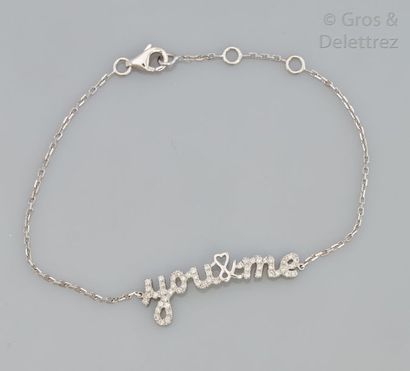 null LISONIA - Bracelet en or gris orné d'un motif " You & me " serti de diamants...