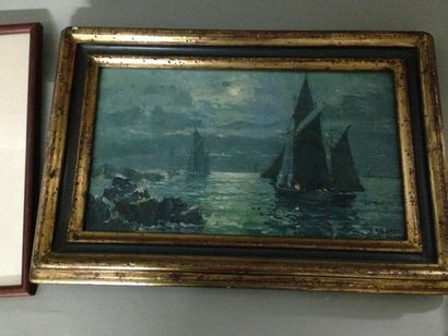 null J.Salabet

Marine au clair de lune

Huile sur toile signée en bas à gauche.

Haut.:...