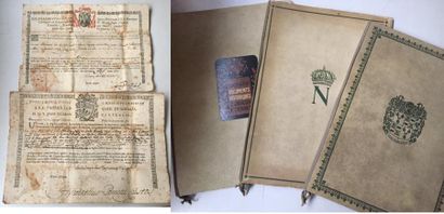 null Deux bulles épiscopales corses, 1806 et 1807 et 3 volumes de fac-similé d'autographes...