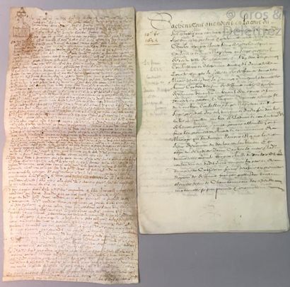 null Contrat de mariage sur parchemin daté du 10 février 1625, à Poitiers entre Louise...